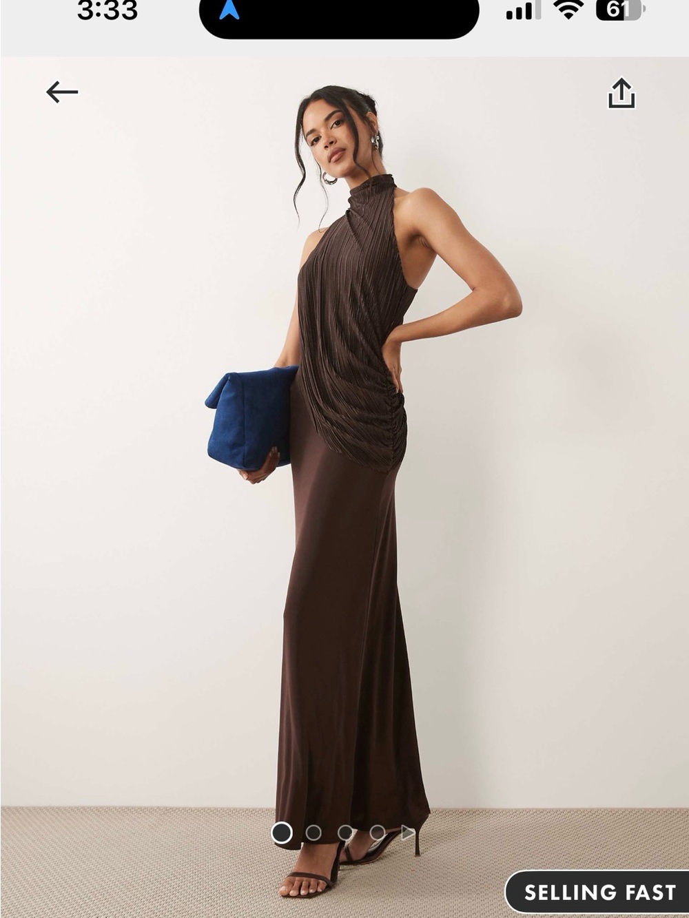 ASOS Brown Draped Halter Maxi Dress